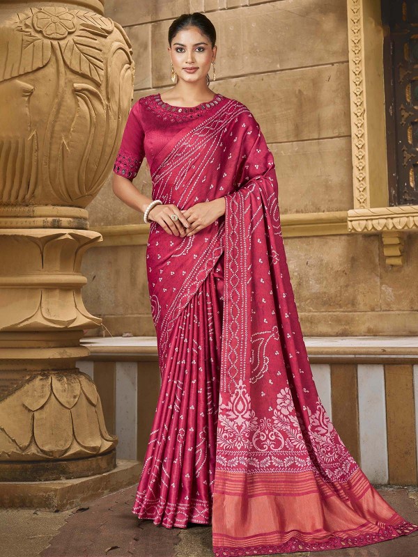 Rani Pink Gajji Silk Saree